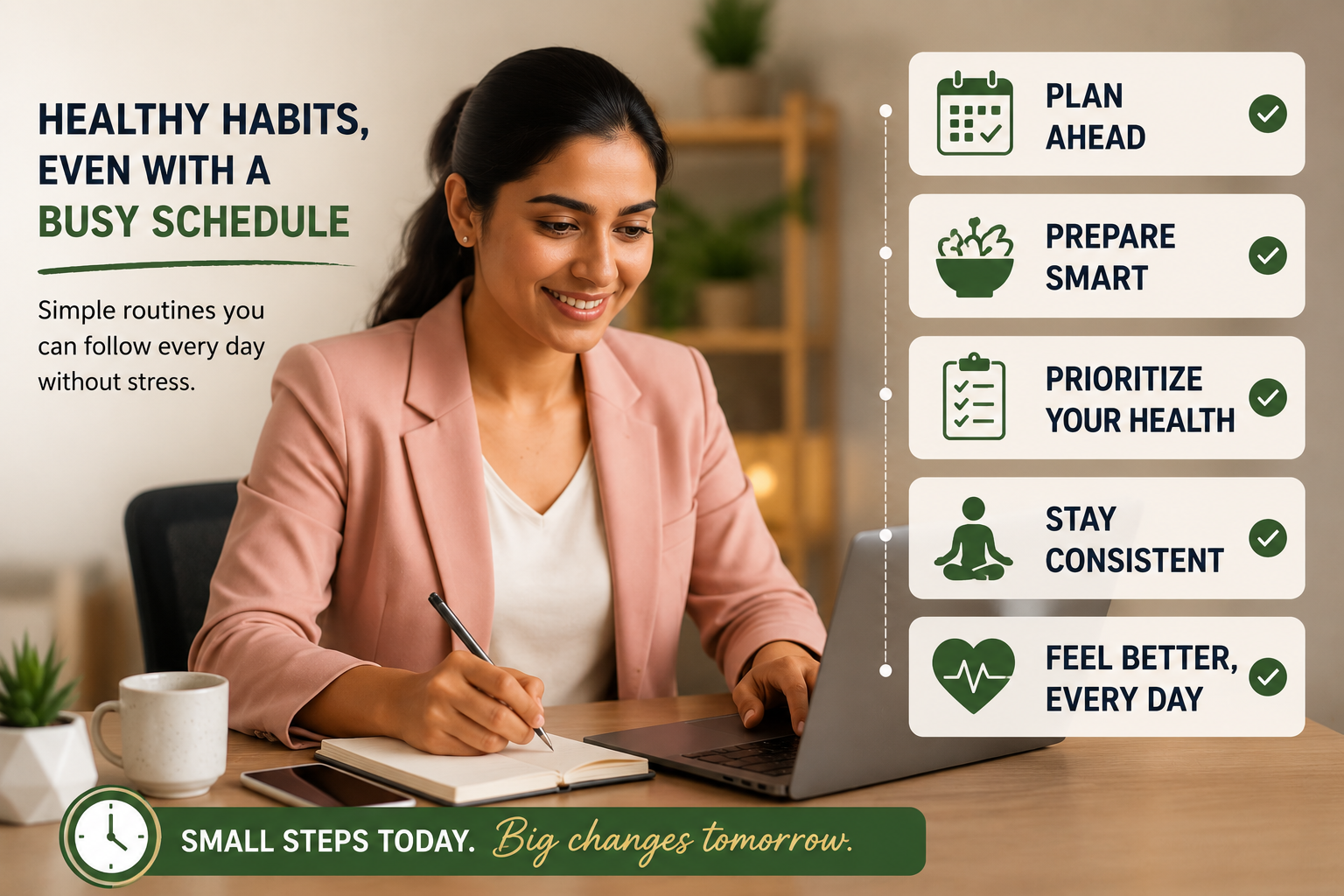 Sustainable routines that fit into a busy work schedule